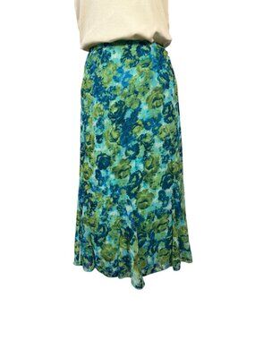 Notations Women's Large Petite Floral Midi Skirt Elastic Waist Side Zip